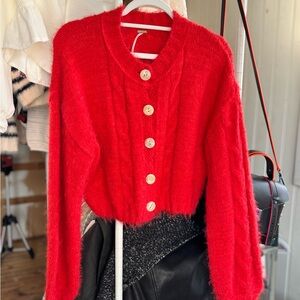 Free People REVOLVE Willow Cardi in Fiery Red Combo
Medium NWOT